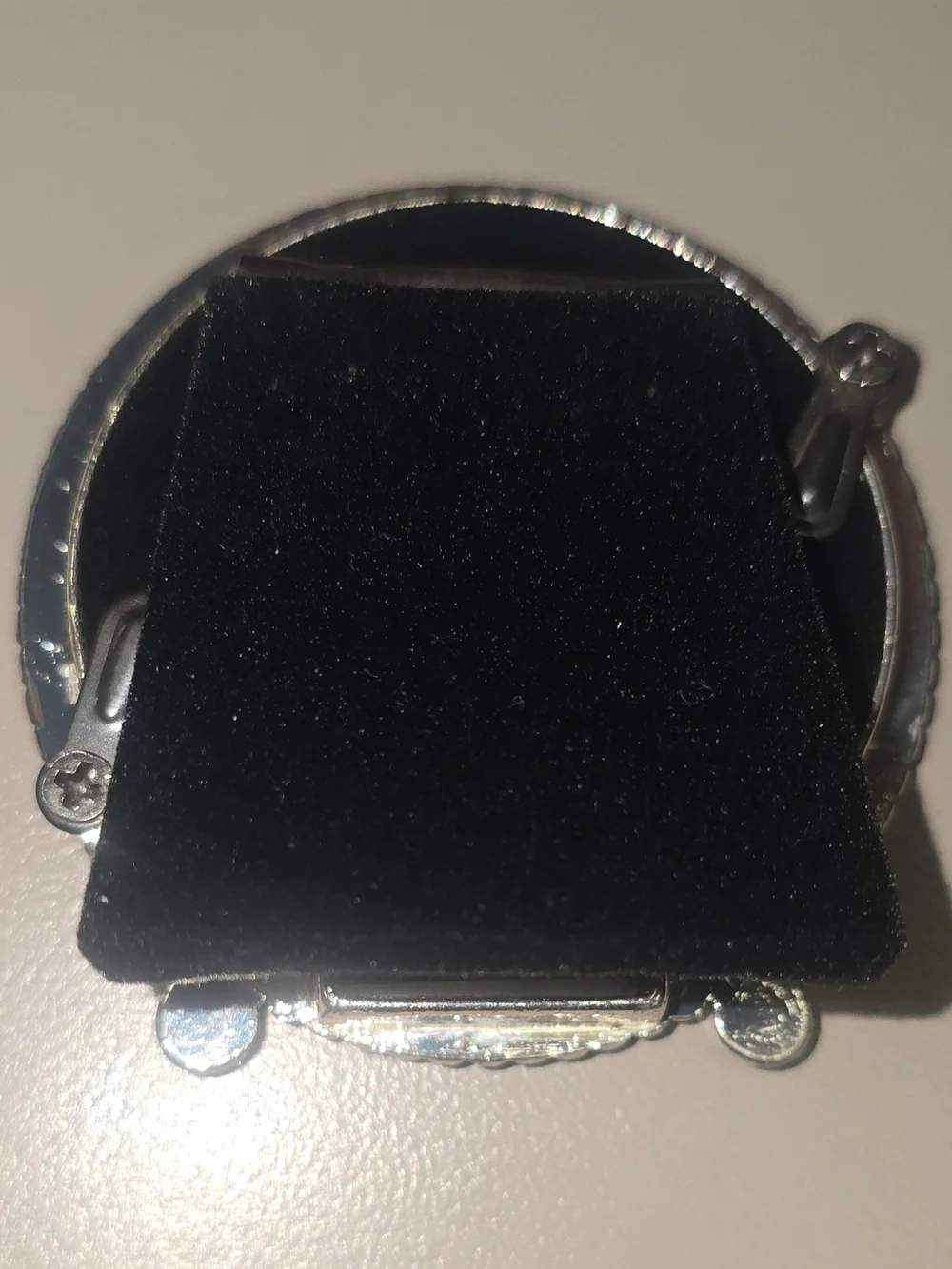 Round Silver Metal Mini Picture Frame w/ Diamante Bling Rhinestones Tabletop